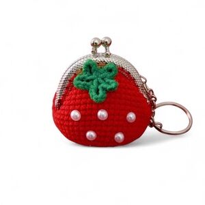 Strawberry Crochet Coin Pouch Keychain Purse Bag Chain